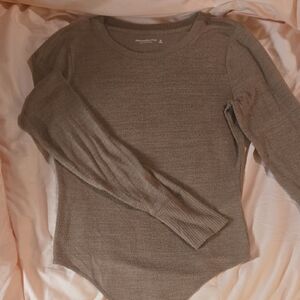 Abercrombie & Fitch Taupe Long-Sleeve Bodysuit